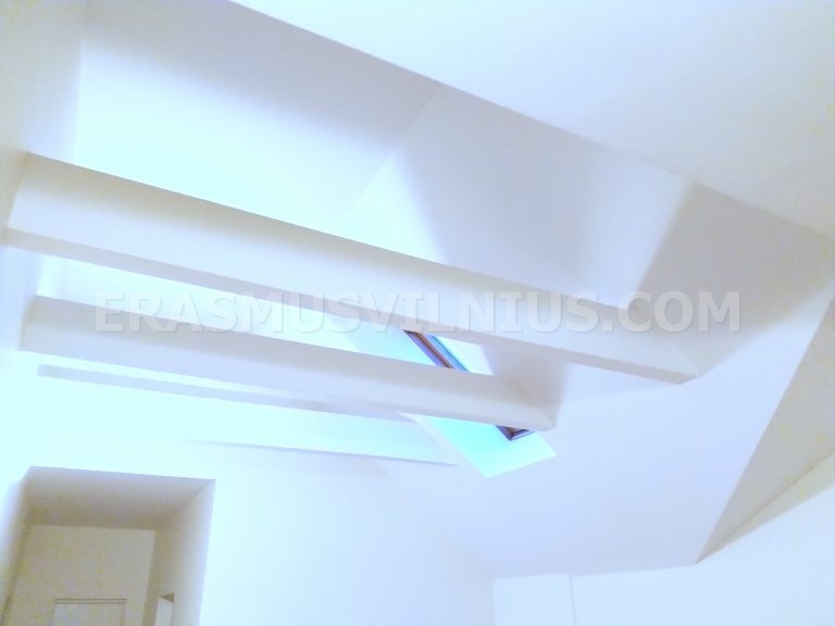 Zona común con luz del atardecer a través de los tragaluces en piso Erasmus