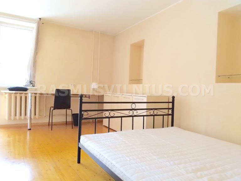 Interior de habitaci&oacute;n con alfombra y l&aacute;mpara en piso Erasmus, Kauno gatvė